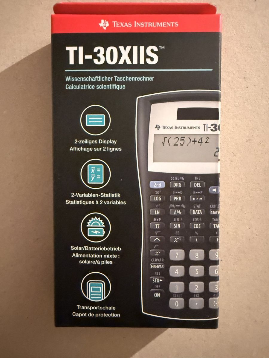 Texas Instruments Calcolatrici tascabili: Texas Instruments TI-30XIIS Taschenrechner – Nuovo e nell'imballaggio originale da Winterthur venduto da Nangooblu
