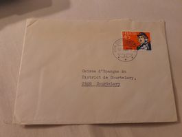 Enveloppe illustrée avec timbre Helvetia 40, Courtelary!