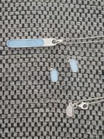 Schmuckset 925 Silber Halskette und Ohrstecker hellblau