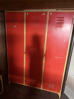 Schrank Fächer 3 Stück rot/gelb Metall Aufbewahrung