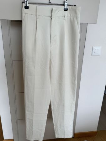Pantalon beige clair, T. XS taille haute, printemps