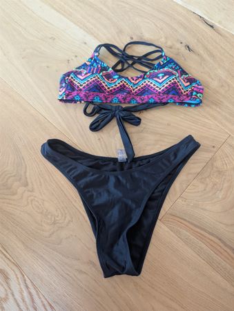 Bikini Oberteil bunt gemustert Schwarz Gr. M von Florida