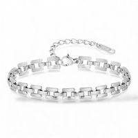 DAMEN GLIEDER ARMBAND EDELSTAHL SILBERFARBEN HOCHGLANZ ELEGA