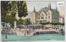 Vevey - Le Chateau - Kutschen - animee - Litho
