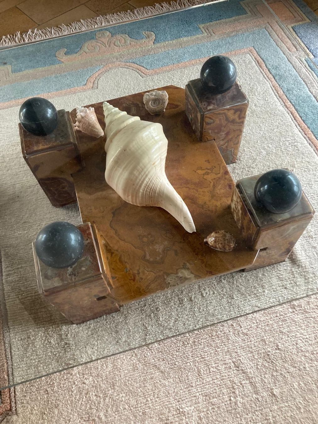 Tavoli: Table basse unique en verre et marbre massif, style moderne – Usato da Colombier NE venduto da manupsin 1
