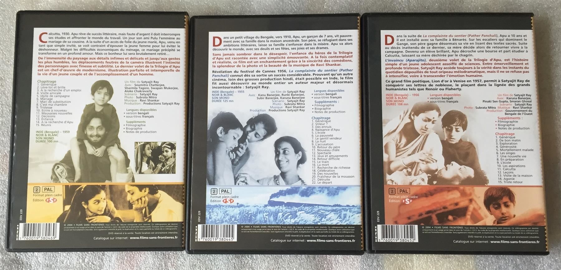 Tutti i DVDs: Satyajit Ray La Trilogie d'Apu Coff 3DVD – Nuovo (secondo la descrizione) da Genève venduto da Cockattoo 4