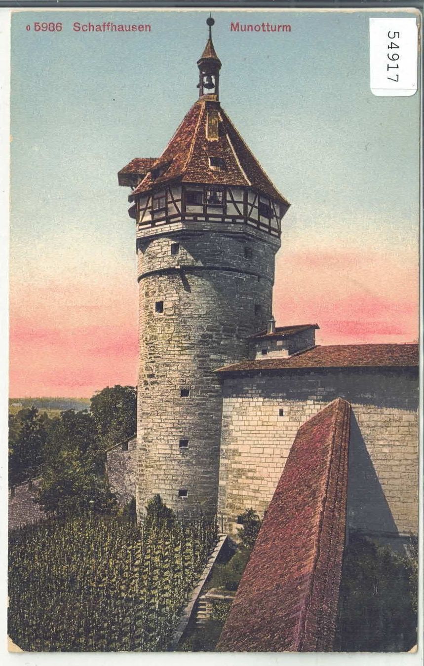 Cartoline postali: Schaffhausen - Munotturm - Litho – Usato da Ettingen venduto da Kartenplanet