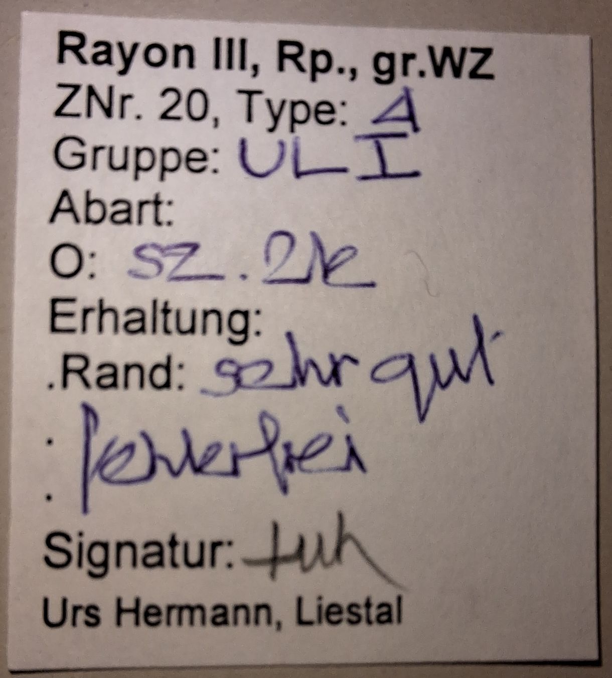 Tutti i francobolli: Rayon Nr. 20 Typ 4 UL I mit Befund  – Usato da Balgach venduto da SIMEON27 2