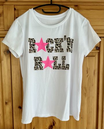 T-Shirt weiss mit Print "Rock'n'Roll", Grösse L, ungetragen