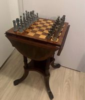 Elegante Tavolo da Scacchi con Scacchi Intarsiati.🎲♟️ [51]