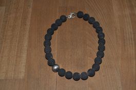 Kette aus Lavasteinen mit Silber - super schön - 40 cm