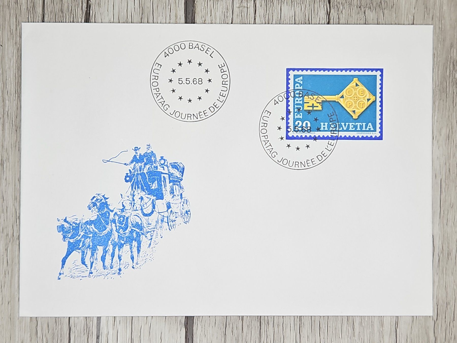 Tutti i francobolli: CL09 Enveloppe + Timbre Suisse 1968 – Usato da Cousset venduto da Patrick_Collections