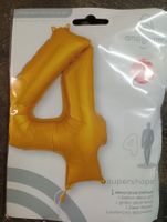 Goldene Zahl 4 Folienballon, Deko Geburtstag, Neu!