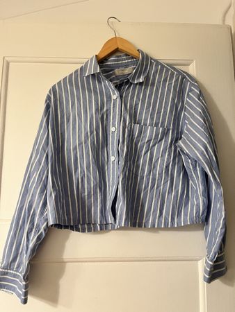 Everlane Striped Crop Top, Blue, Size Medium - Spring!