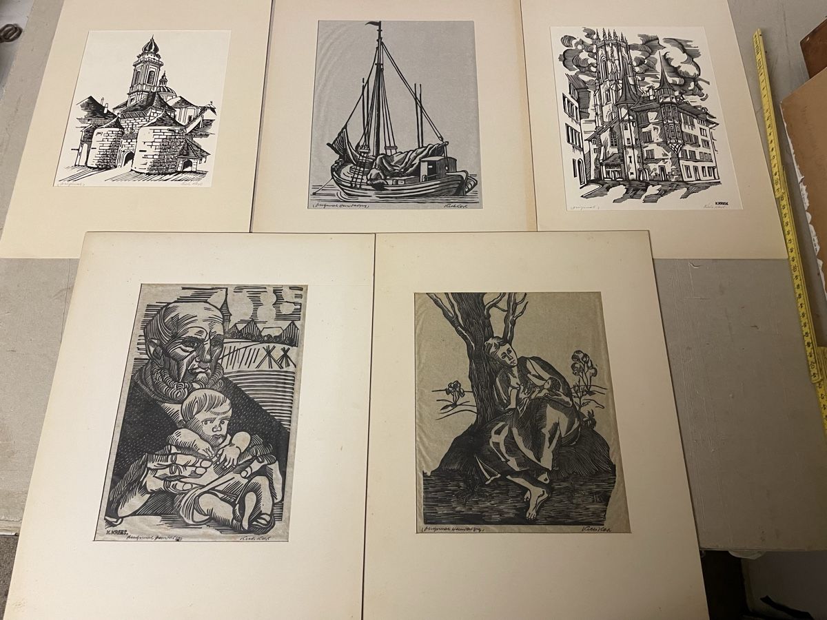 Xilografie: Karl Krebs, 5 Holzschnitte – Usato da Hindelbank venduto da chinok01