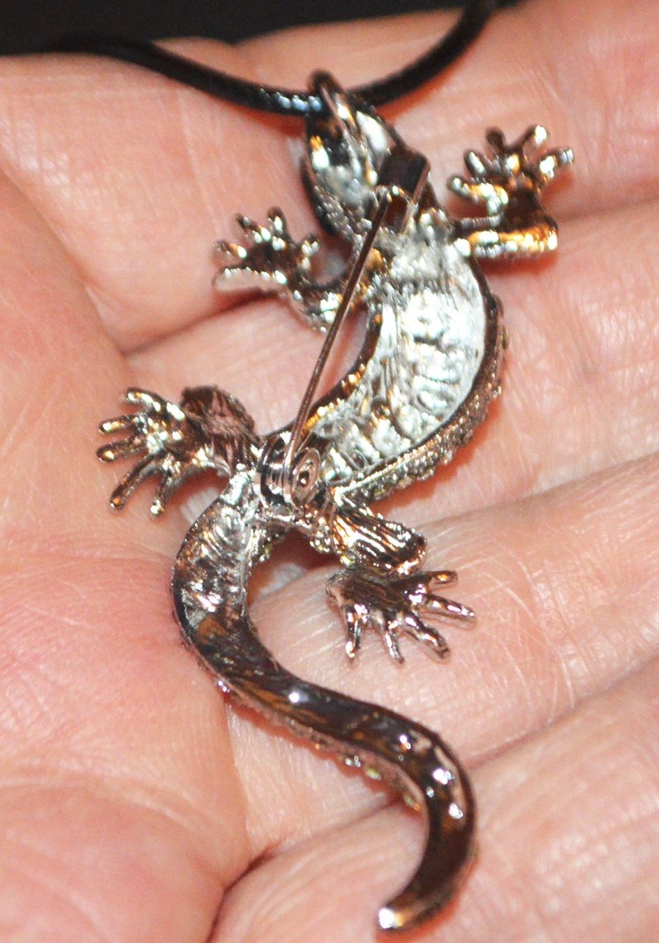 Spille & Fermagli: Brosche oder Halskette L-6690 – Eidechse weiss mit Strass – Nuovo e nell'imballaggio originale da Goldiwil (Thun) venduto da han_v5b7 4