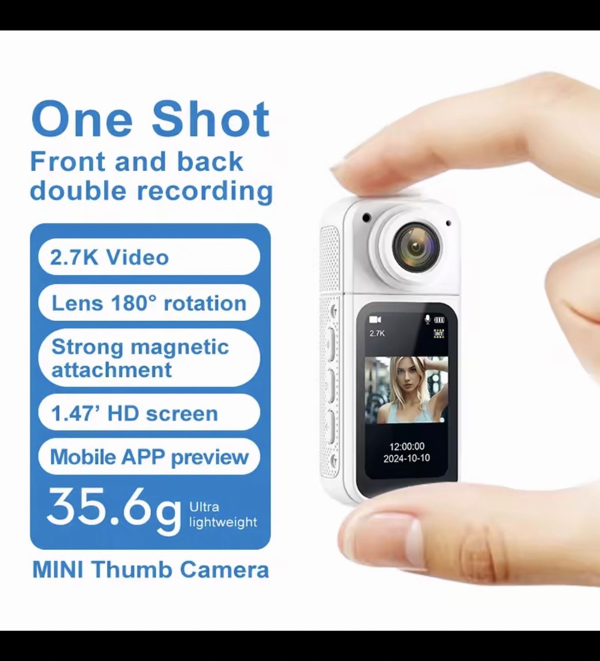 Action Cam: Thumb Action Camera 2.7K – Nuovo (secondo la descrizione) da Schlieren venduto da Kamacho