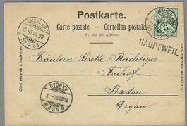 1900, STAB-0 HAUPTWEIL + AMBULANT No.33; AK NACH BADEN, Ia!