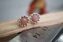 Opal Rosa Facettiert Ohrstecker 6mm  Stein Silber Sehr Schön