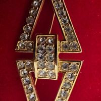 Elegante Vintage Brosche mit Strasssteinen, Goldfarben (49)