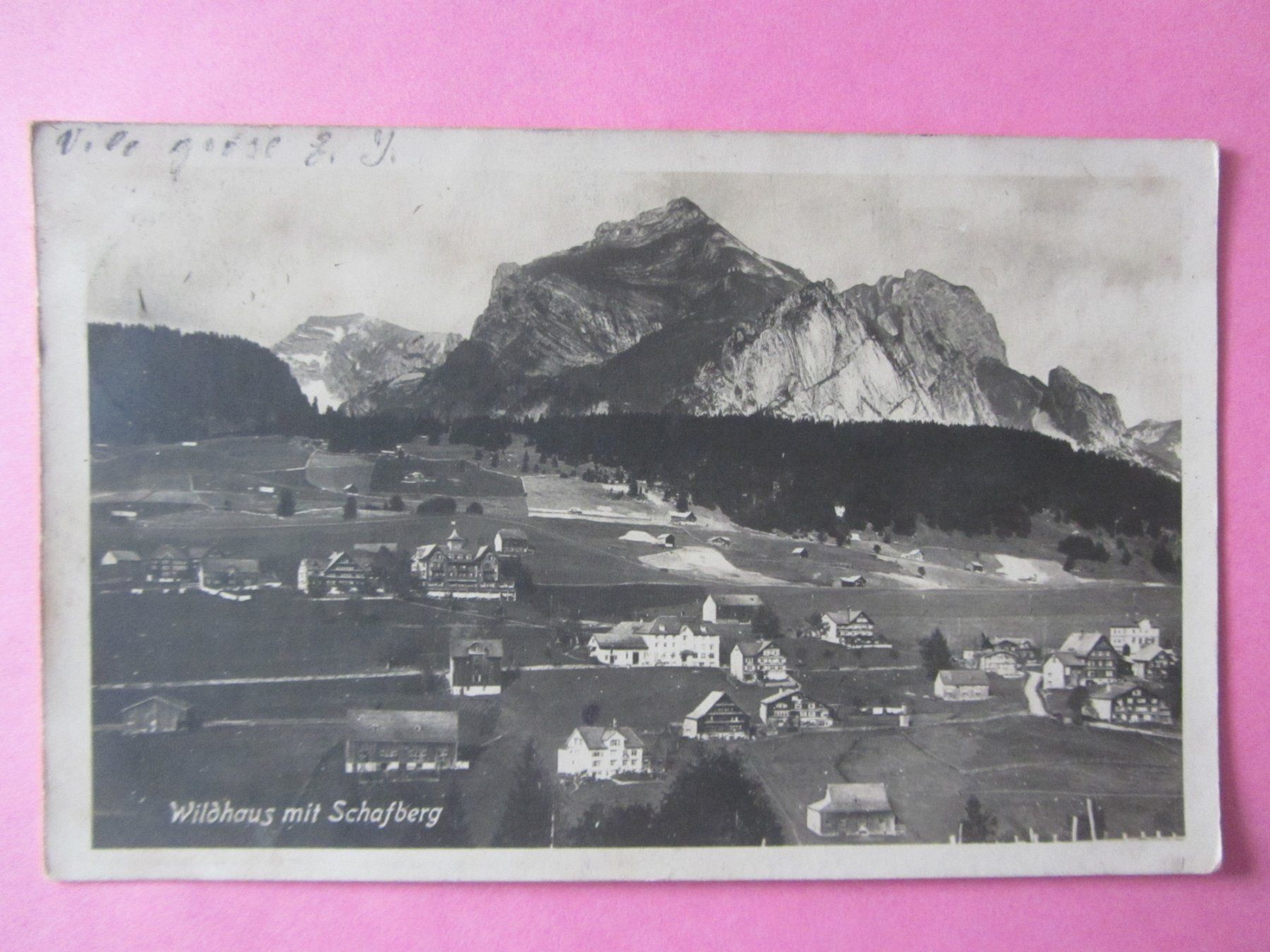 Ansichtskarten: Alte Ansichtskarte:  Wildhaus mit Schaftberg 1923 – Gebraucht aus Malters von Hausi88