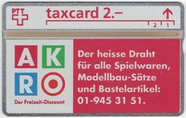 2 CHF AKRO AG - seltene Kunden Taxcard