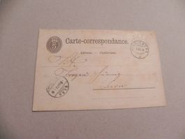 Karte Postkarte Ganzsache Riggisberg BE 1878 nach Bern