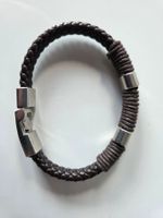 Lederarmband Braun geflochten ca. 22 x 1 cm Neu