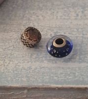 Pandora charm beads x 2 - mauve + Murano blue - silver 925