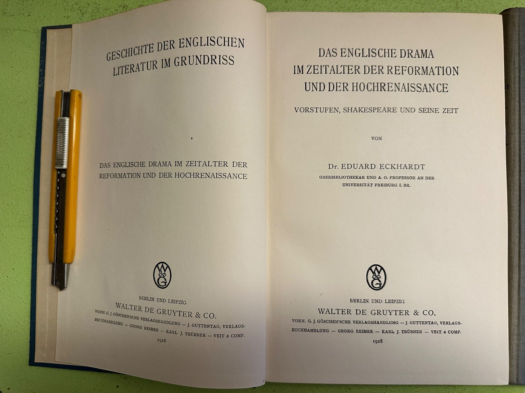 Bücher: Eduard Eckhardt: Das englische Drama 2 Bde. – Gebraucht aus Zürich von allp 1