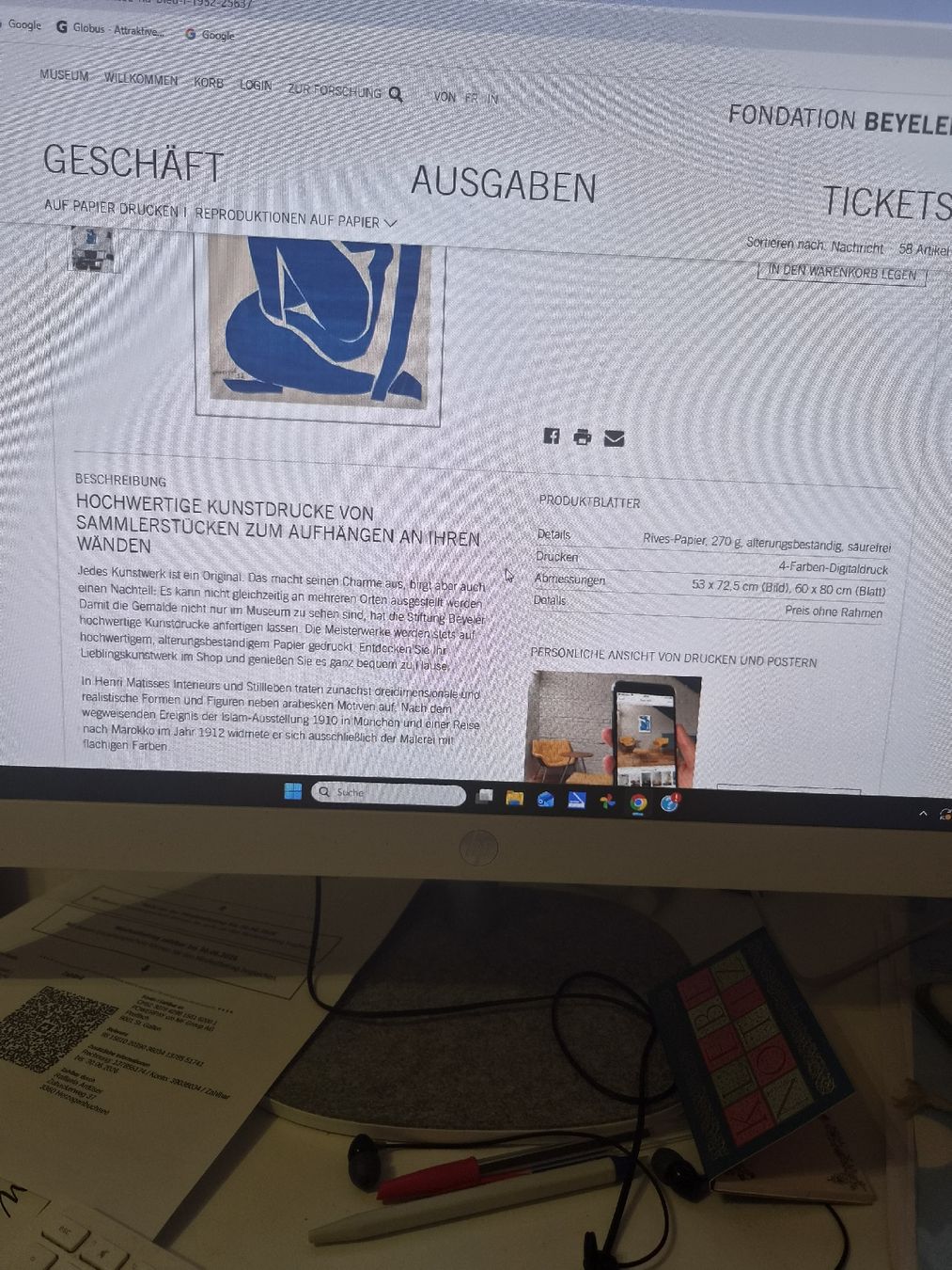 Foto & Immagini: Kunstdruck, Henri Matisse – Nuovo e nell'imballaggio originale da Herzogenbuchsee venduto da 1F1D15EC 2