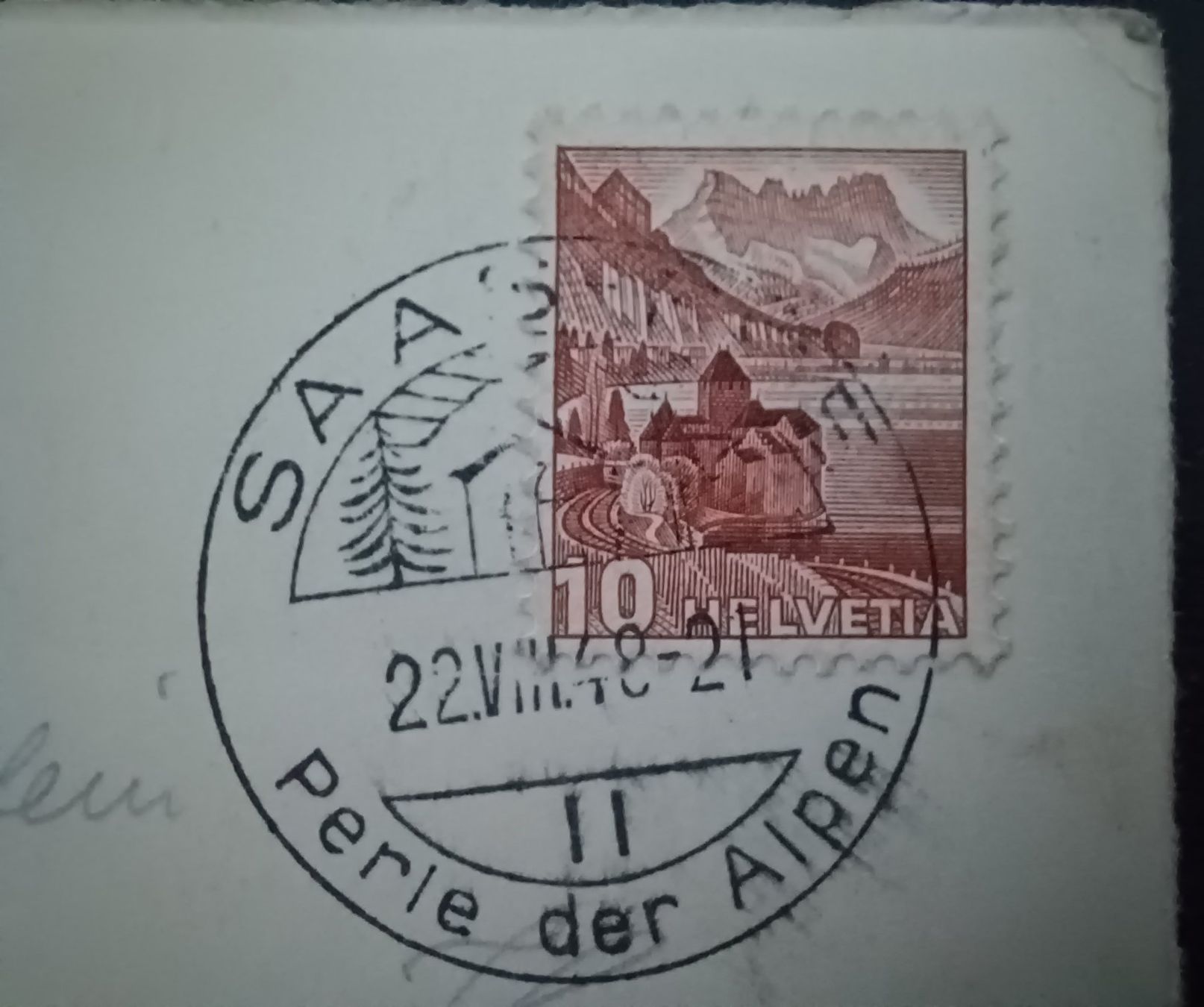 Cartoline postali: VS, Saas-Fee, vintage Ansichtskarte, 1948, No. 7437 – Usato da Aarau Rohr venduto da mgvw 2