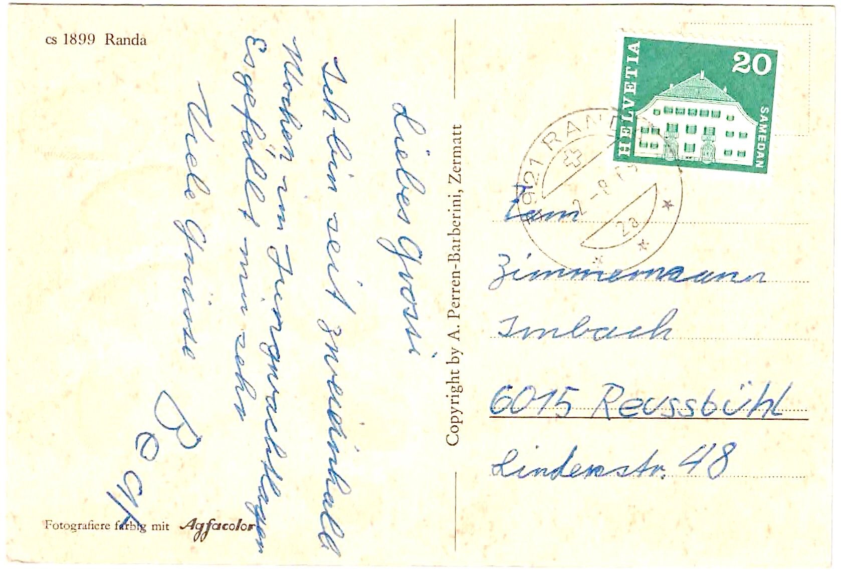 Cartoline postali: RANDA ins Dorf ca. 1965 (VS) – Usato da Oberdorf BL venduto da Hopfehuepfer 1