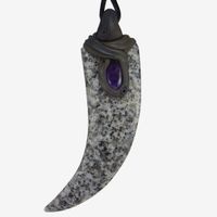 Granit Amulett Anhänger (poliert) mit Amethyst