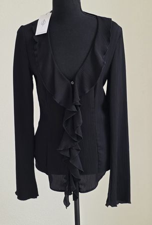 Bluse Stradivarius schwarz Grösse M Rüschenärmel mit Etikett