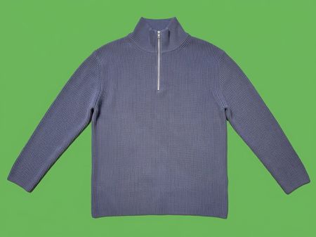 Pull H&M bleu col zippé maille côtelée taille M neuf