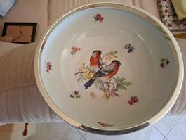 Porzellantopf WMF Porzellan mit Vogelmotiv und Silberrand