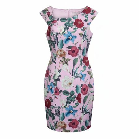 Vintage Designer Etuikleid XS/S Blumenmuster Rosa 💐🌸🌷