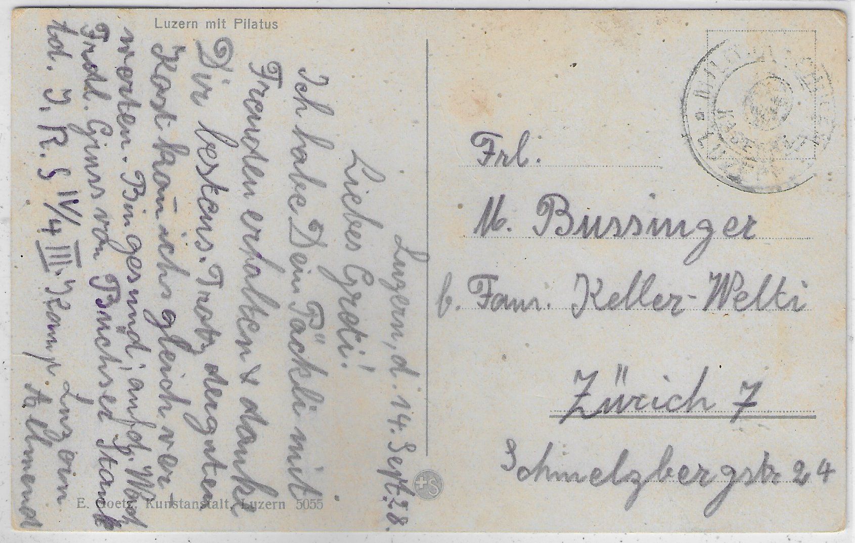 Cartoline postali: Luzern mit Pilatus - Dampfer - Litho – Usato da Ettingen venduto da Kartenplanet 1