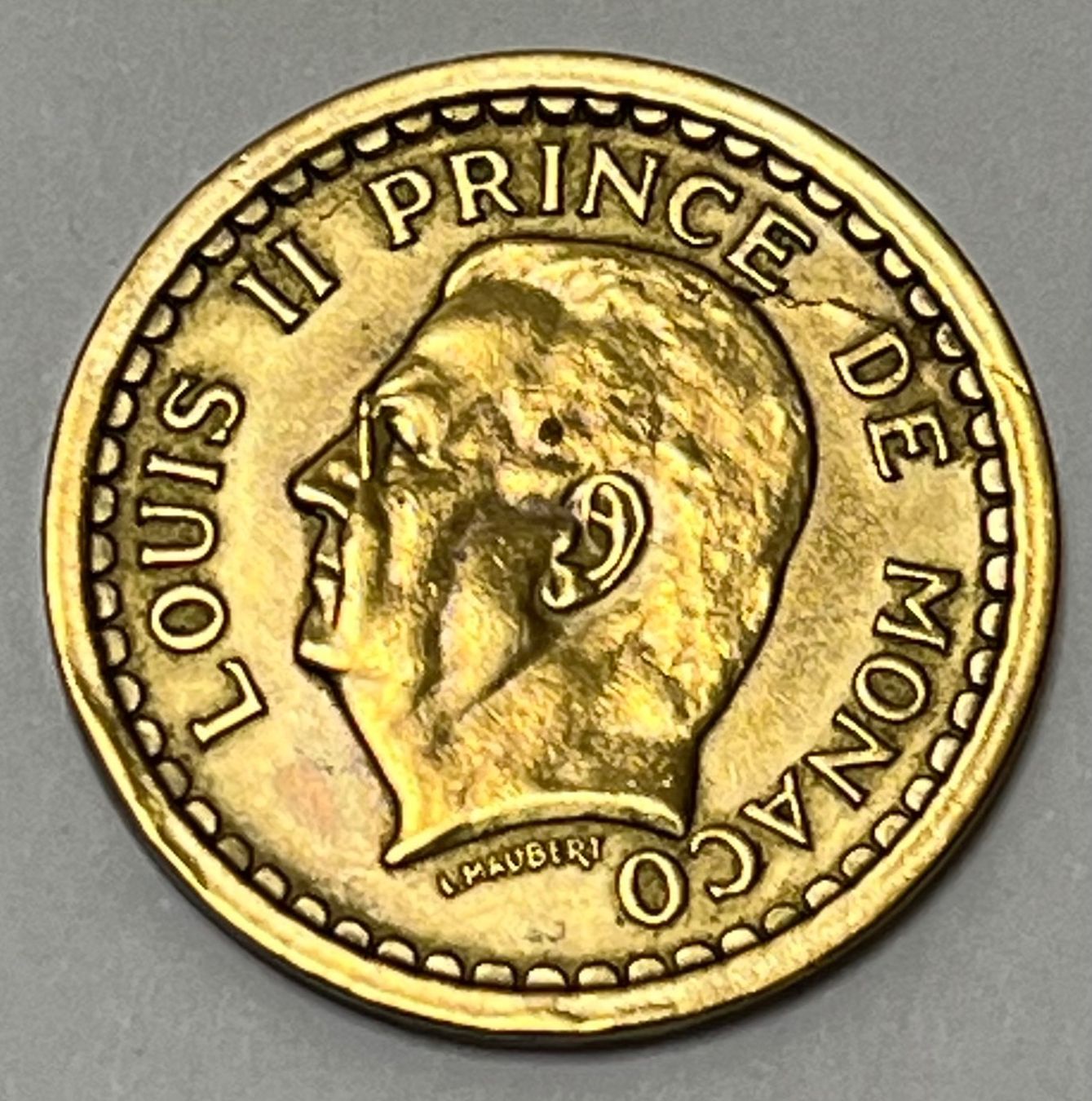 Alle Münzen: 1 francs - Louis II - Monaco -1943 – Gebraucht aus Dietikon von Numis8953