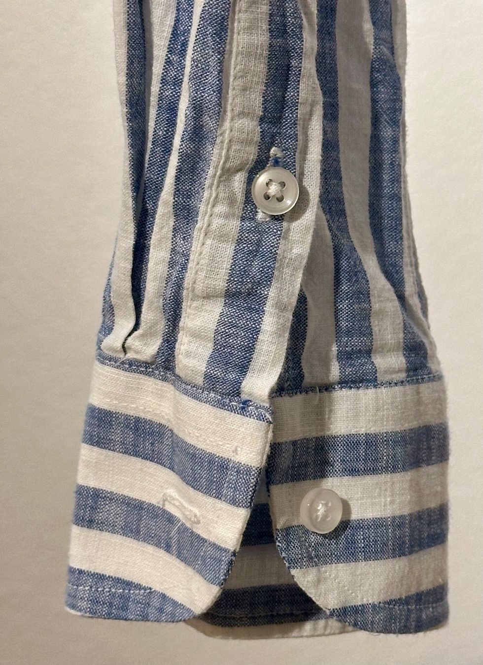Camicie: Hemd Leinen blau getreift VALERIO Gr L / 16 / 41 – Usato da Langendorf venduto da Stadtkind 2