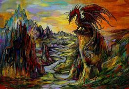 Smaug  handgemaltes Acrylbild auf Papier 