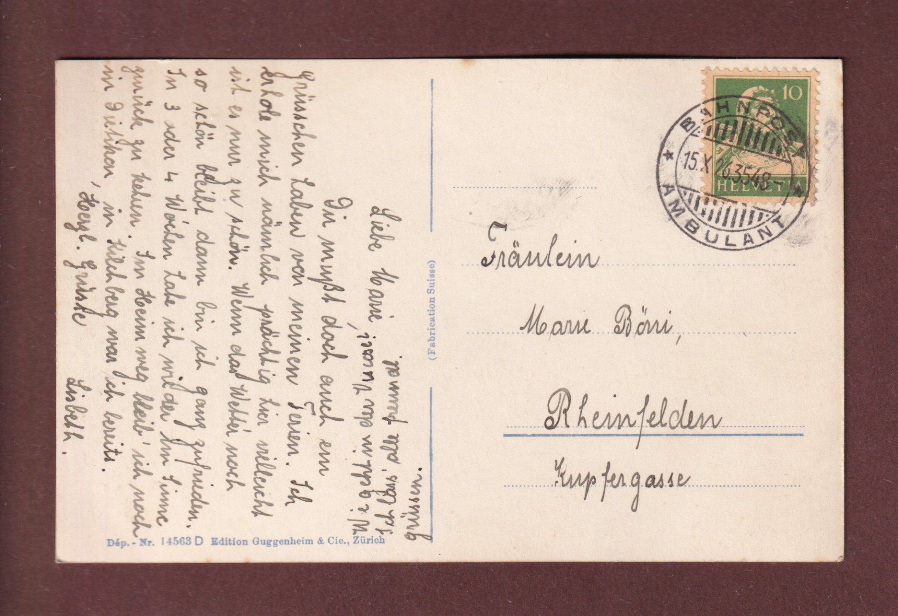 Cartoline postali: ST. GALLEN - Stiftskirche - 1926 – Usato da Pully venduto da nicecards-shop 1