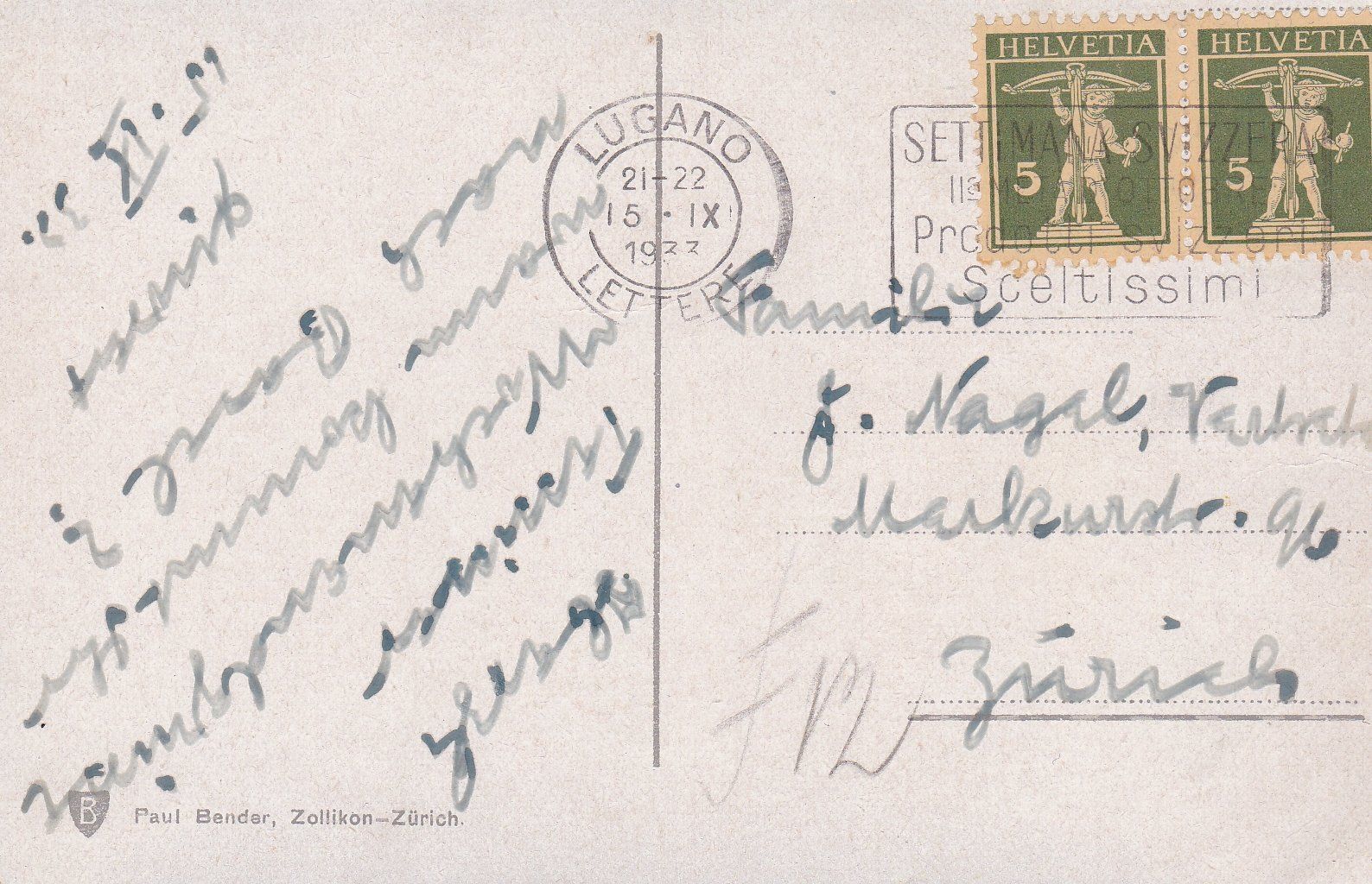 Cartoline postali: Originale alte Ansichtskarte Lugano um 1933, – Usato da Neuenhof venduto da Wanton 1