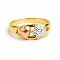Goldring mit Herz & Blume