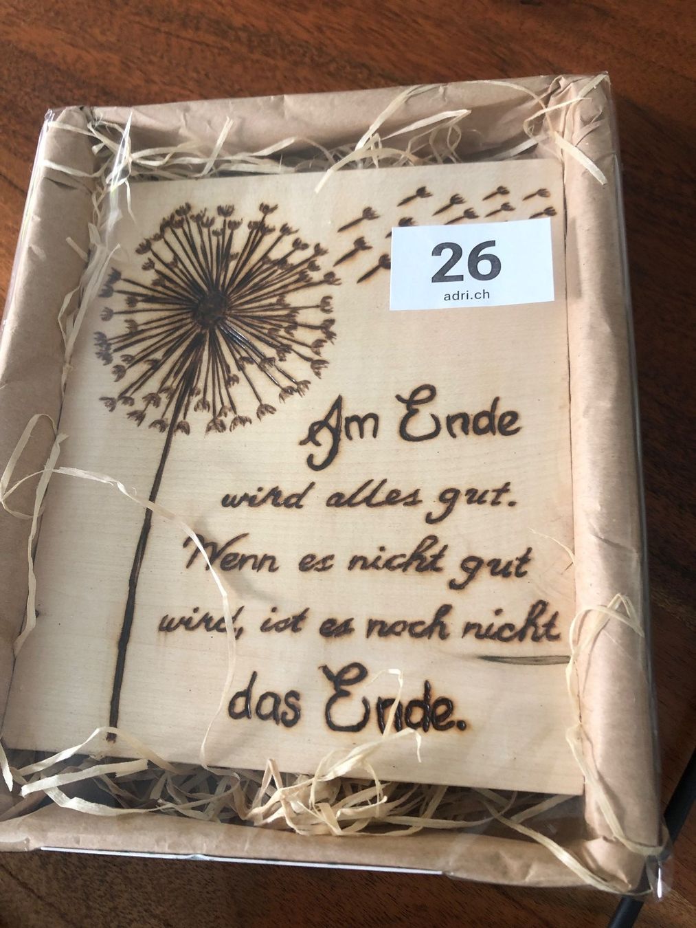 Tutte le decorazioni: Holzbild "Alles wird gut" Geschenkidee Deko Brandmalerei neu – Nuovo e nell'imballaggio originale da Andwil SG venduto da schmei