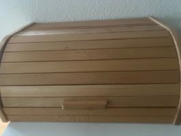 Brotkasten aus Holz mit Rolldeckel, ca. 40 x 26 cm