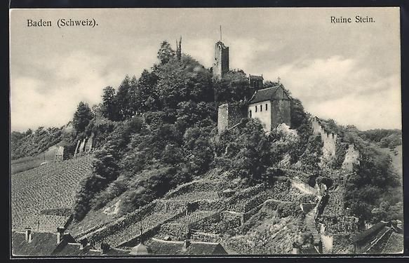 Cartoline postali: AK Baden, Ruine Stein – Usato da Berlin venduto da bartko-reher