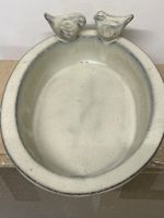 Gartendeko Vogeltränke Oval/Weiss-Creme/Terracotta/OVP