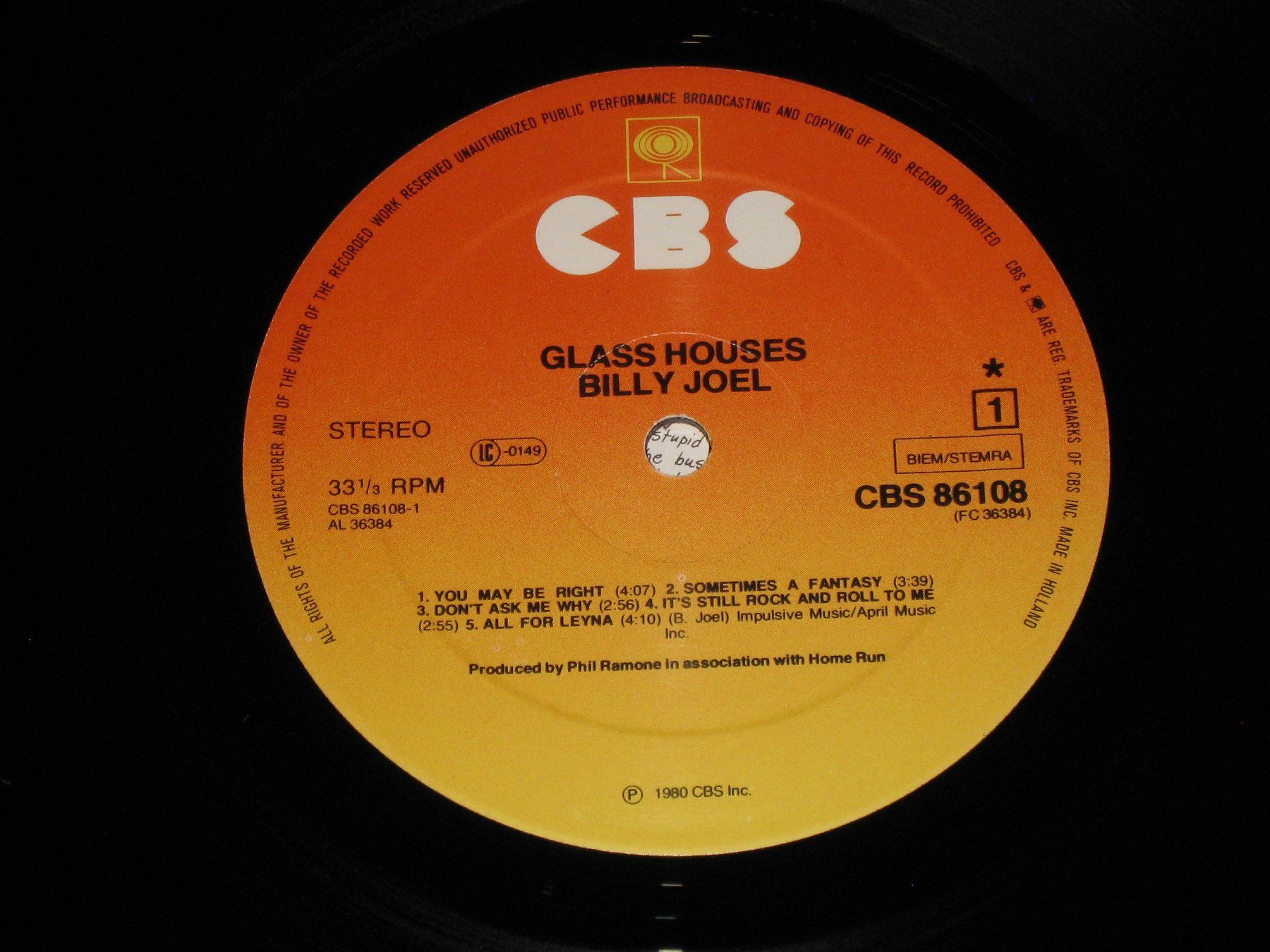 Vinyles: LP - BILLY JOEL - GLASS HOUSES – D'occasion à Steckborn par Quo7 1